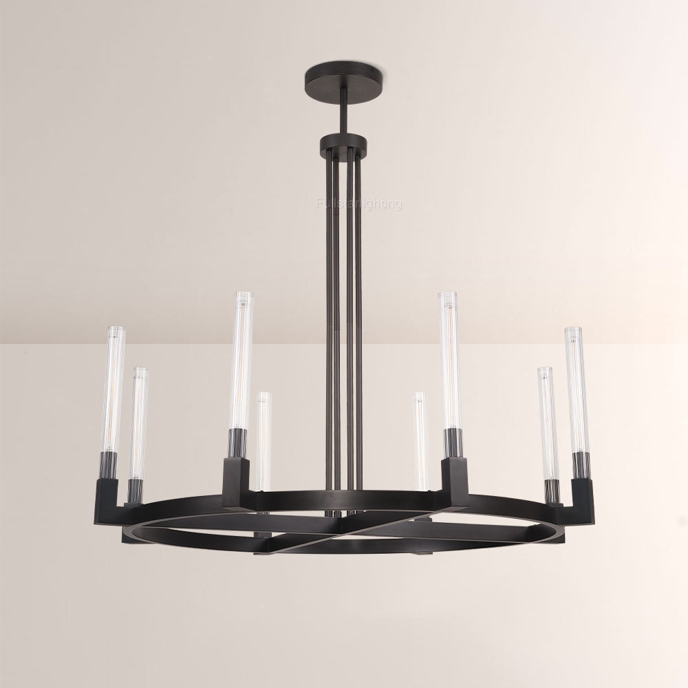 Cannele Glass Round Chandelier 36''