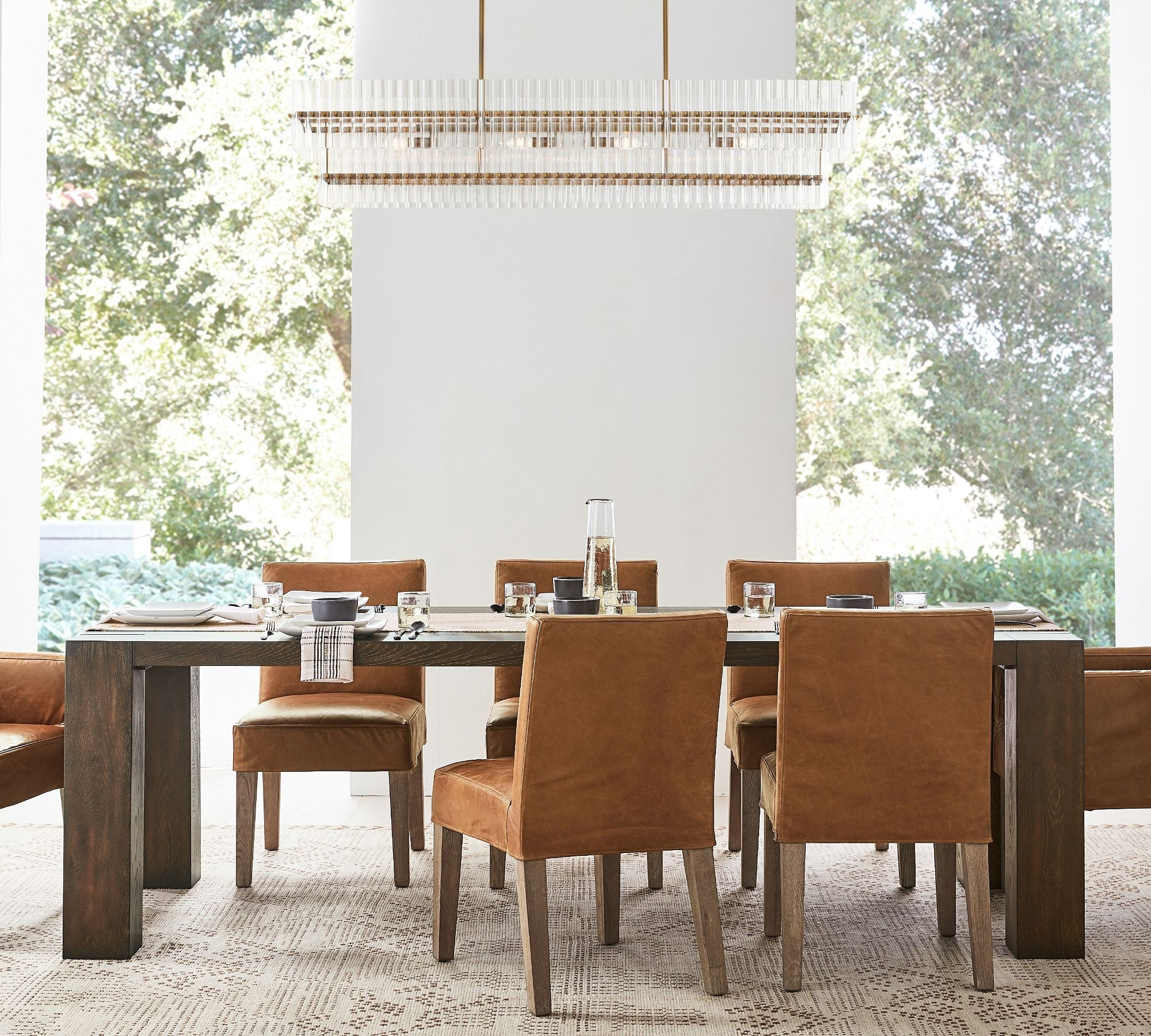 Malloré Crystal Glass Linear Chandelier