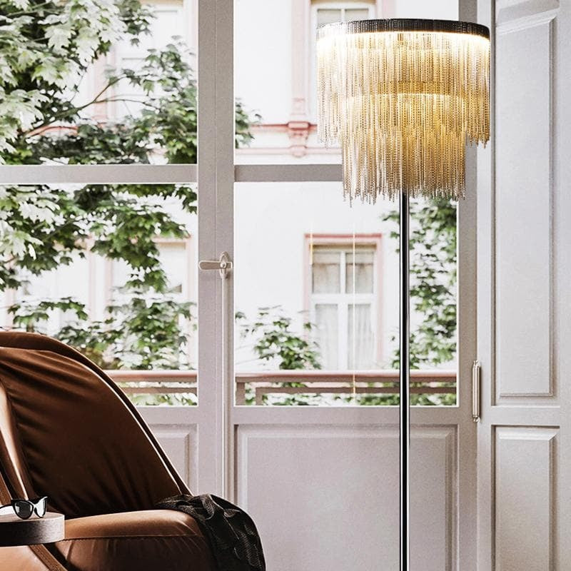 Alisa Luxury Hardware Aluminum Chain Tassel Floor Lamp(SINGLE-LAYER/DOUBLE-DECK) - thebelacan