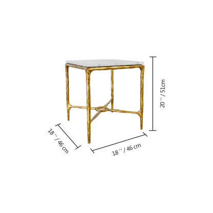 Thalderus Mabrble Square Side Table 18" 22"
