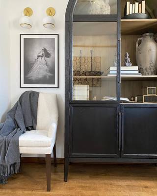 Hattira Glass-Door Oak Cabinet | Modern Farmhouse Design