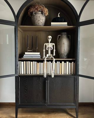 Hattira Glass-Door Oak Cabinet | Modern Farmhouse Design