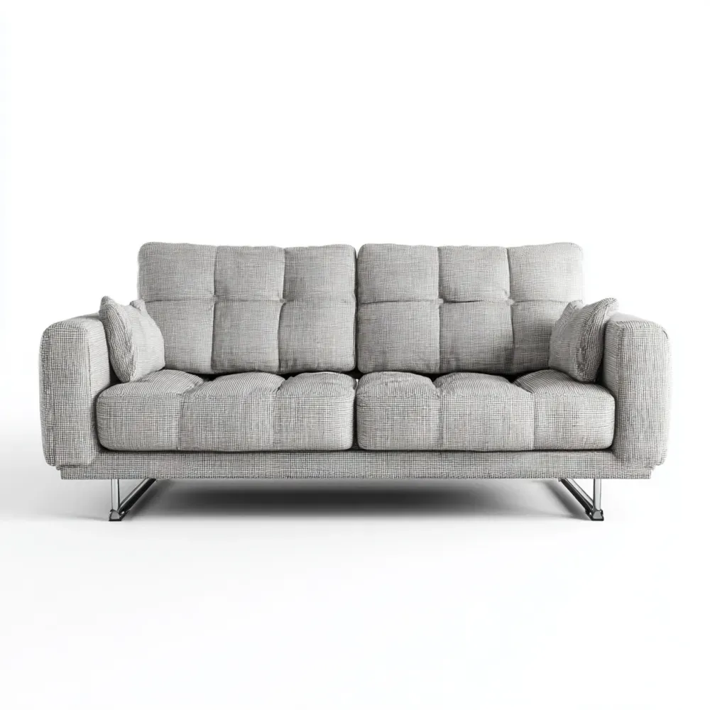 Canapé 2 places en Tissu 200x90x85 cm - Gris Clair - Design Contemporain