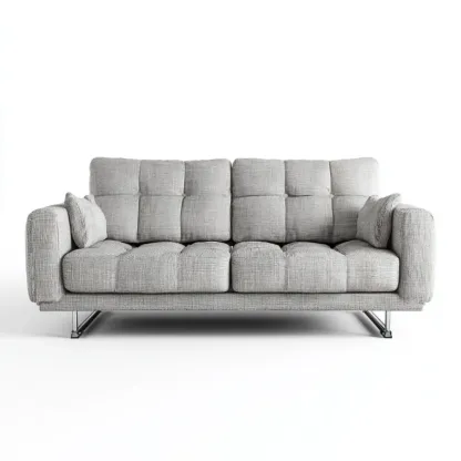 Canapé 2 places en Tissu 200x90x85 cm - Gris Clair - Design Contemporain