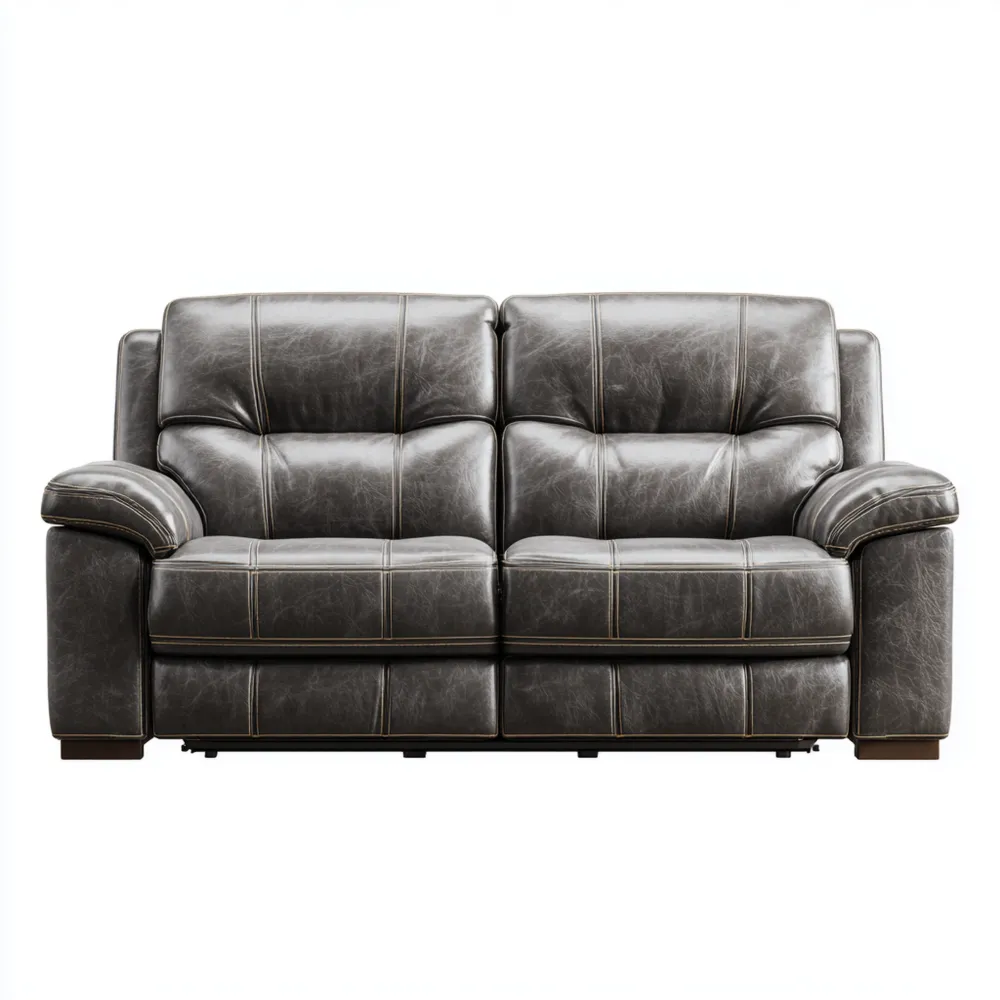 Canapé 2 places - Cuir - 150x90x85 cm - Gris Foncé - Design contemporain