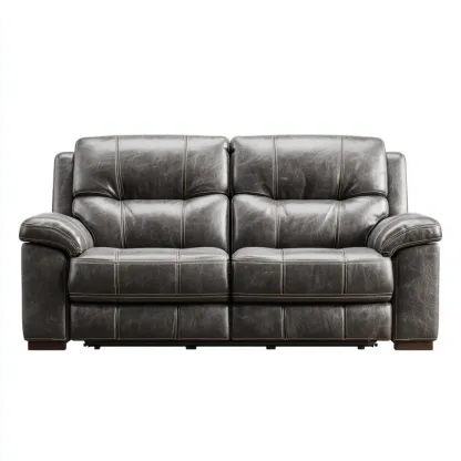 Canapé 2 places - Cuir - 150x90x85 cm - Gris Foncé - Design contemporain