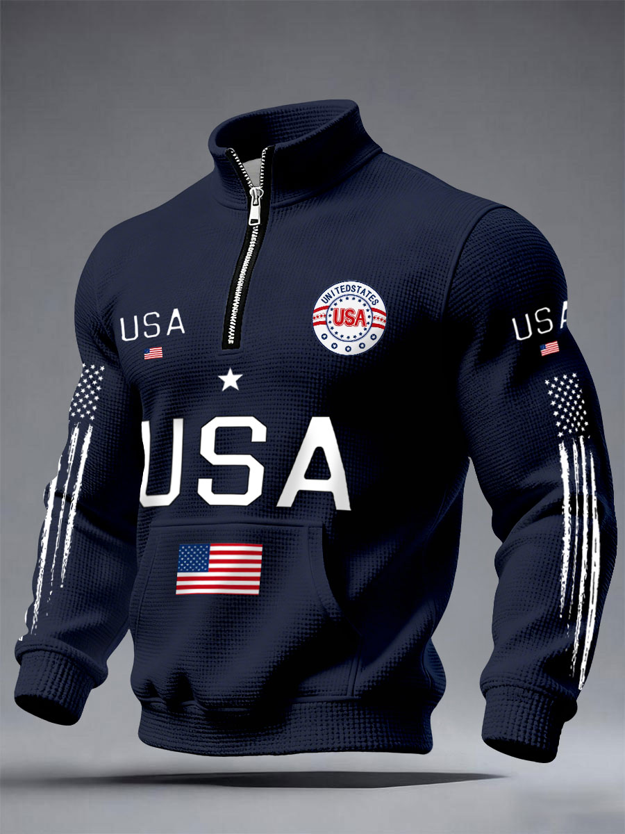 Men's USA Flag Waffle Sweatshirts