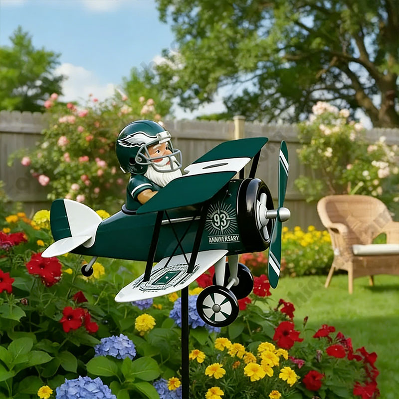 🧝‍♂️✈️ NFL Team Gnome Airplane Windmill Stake – Fan Decor 🏈✨