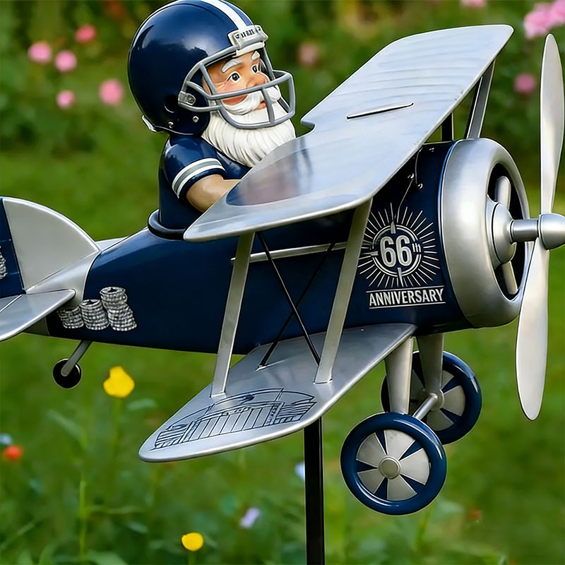 🧝‍♂️✈️ NFL Team Gnome Airplane Windmill Stake – Fan Decor 🏈✨