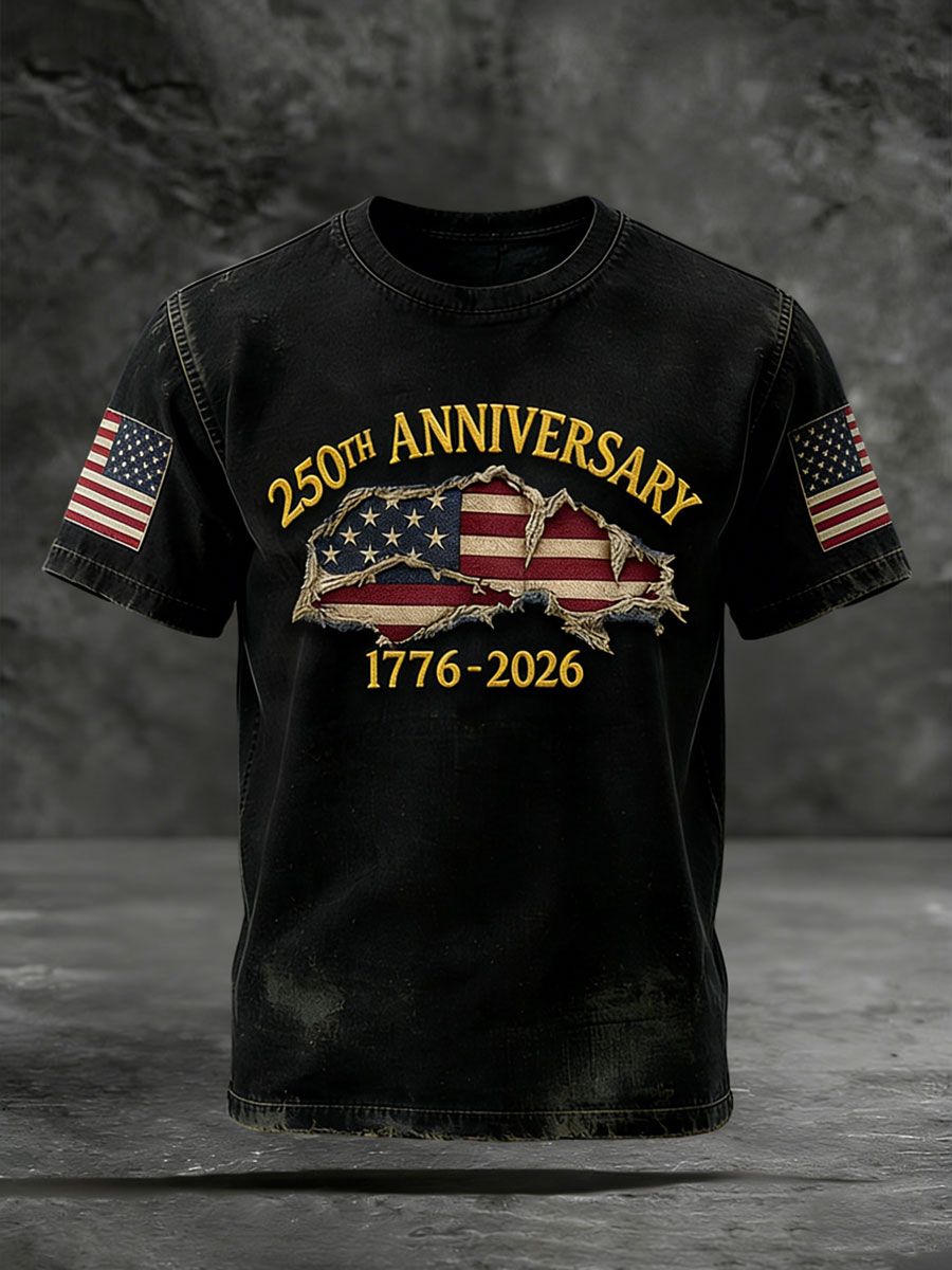 Men's USA 1776-2026 Printed Casual T-Shirt