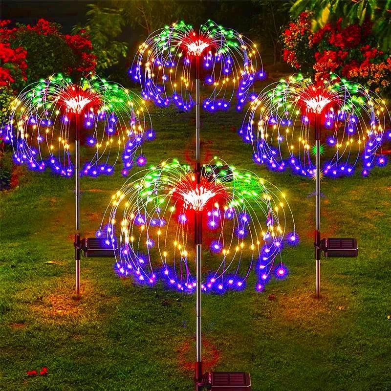 Multicolor Solar Firework LED Garden Lights - Bendable Copper Wire, IP64 Waterproof
