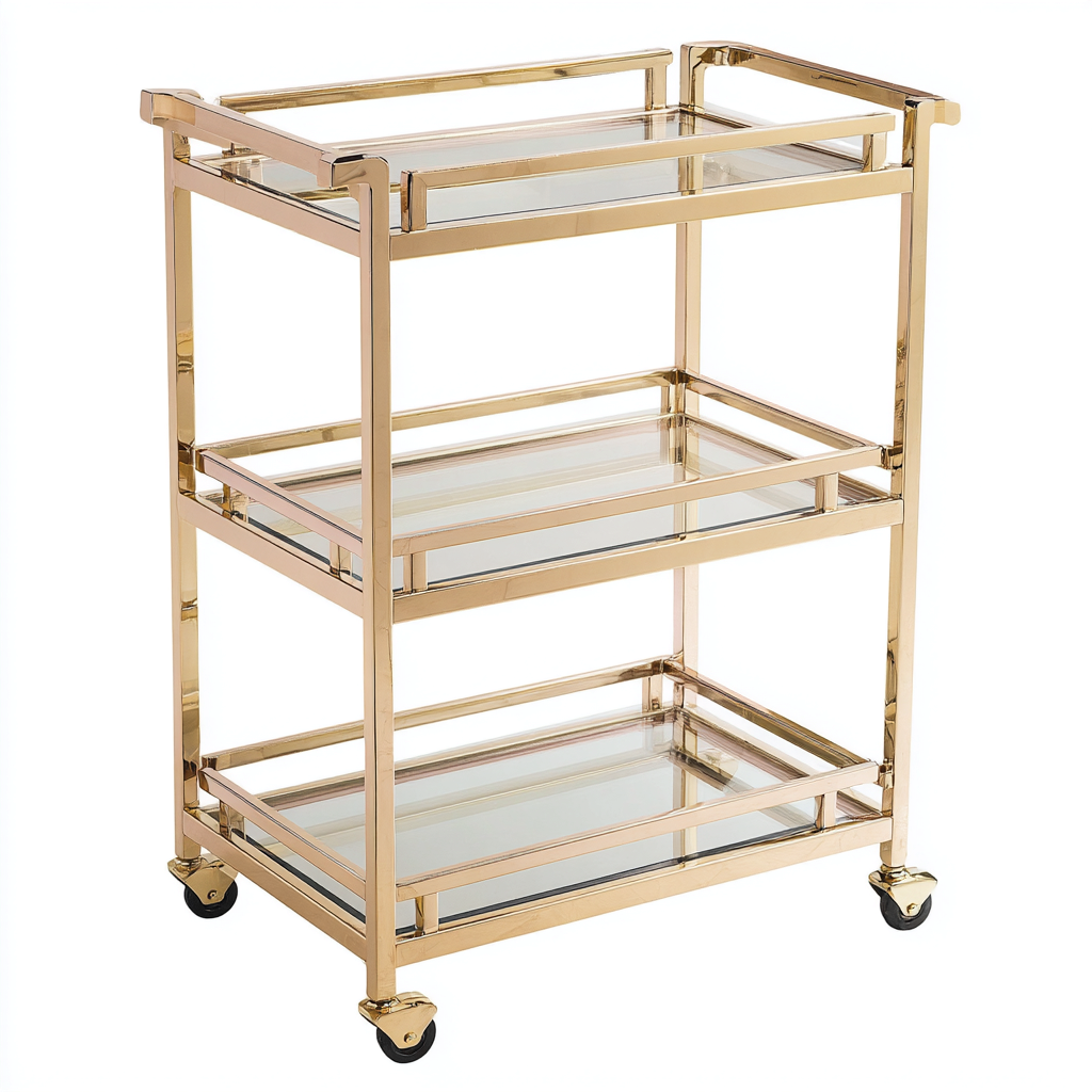 Desserte et chariot - métal-verre - 70x40x95 cm - or-transparent - design moderne-Nestupbase