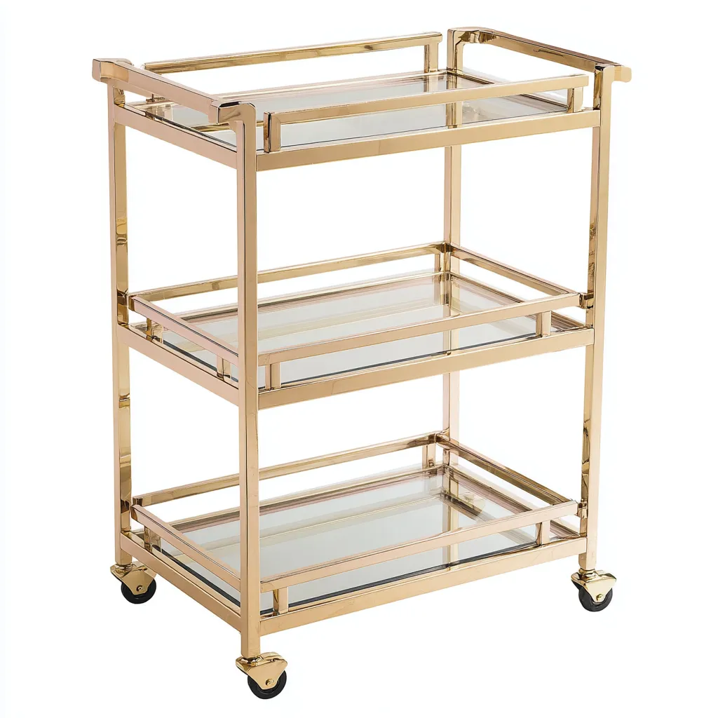 Desserte et chariot - métal-verre - 70x40x95 cm - or-transparent - design moderne-Nestupbase