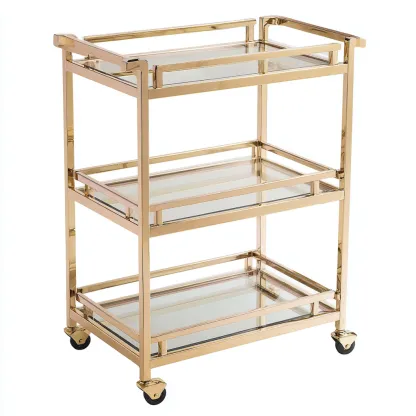 Desserte et chariot - métal-verre - 70x40x95 cm - or-transparent - design moderne-Nestupbase