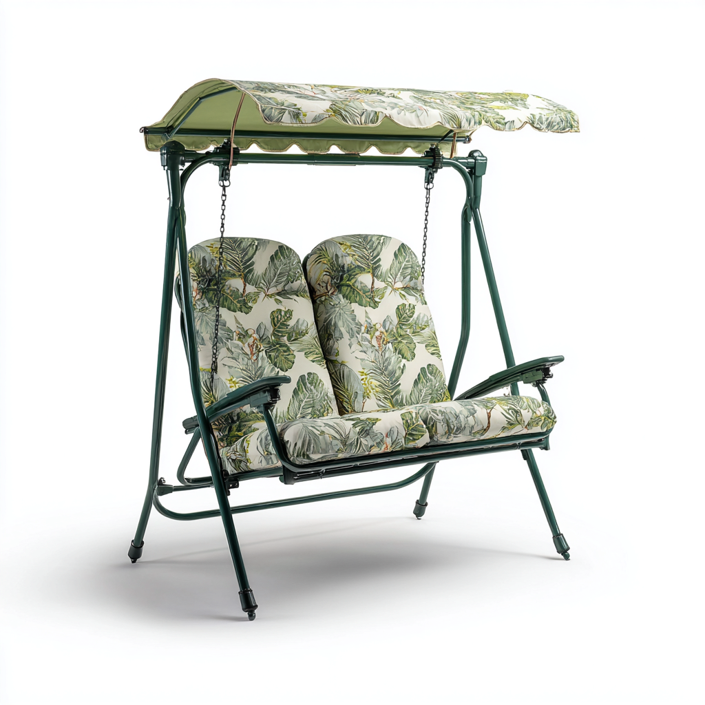 Balancelle de jardin - métal-textile - 170x118x160 cm - vert-multicolore - style tropical-Nestupbase