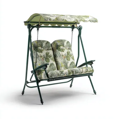 Balancelle de jardin - métal-textile - 170x118x160 cm - vert-multicolore - style tropical-Nestupbase