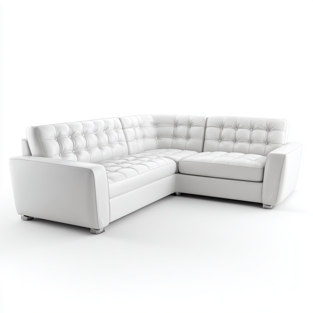 Canapé d'angle-cuir-métal-255x170x90 cm-blanc-design moderne-Nestupbase