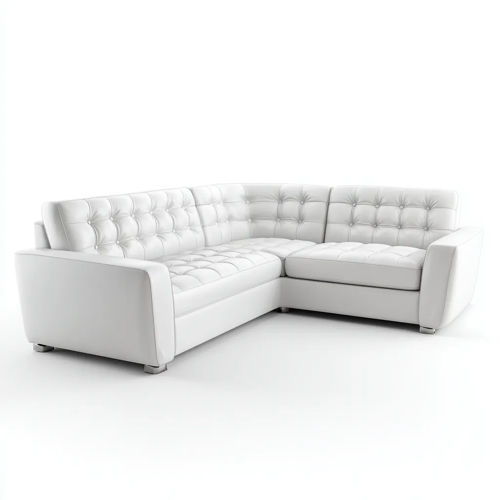 Canapé d'angle-cuir-métal-255x170x90 cm-blanc-design moderne-Nestupbase