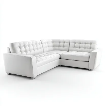 Canapé d'angle-cuir-métal-255x170x90 cm-blanc-design moderne-Nestupbase