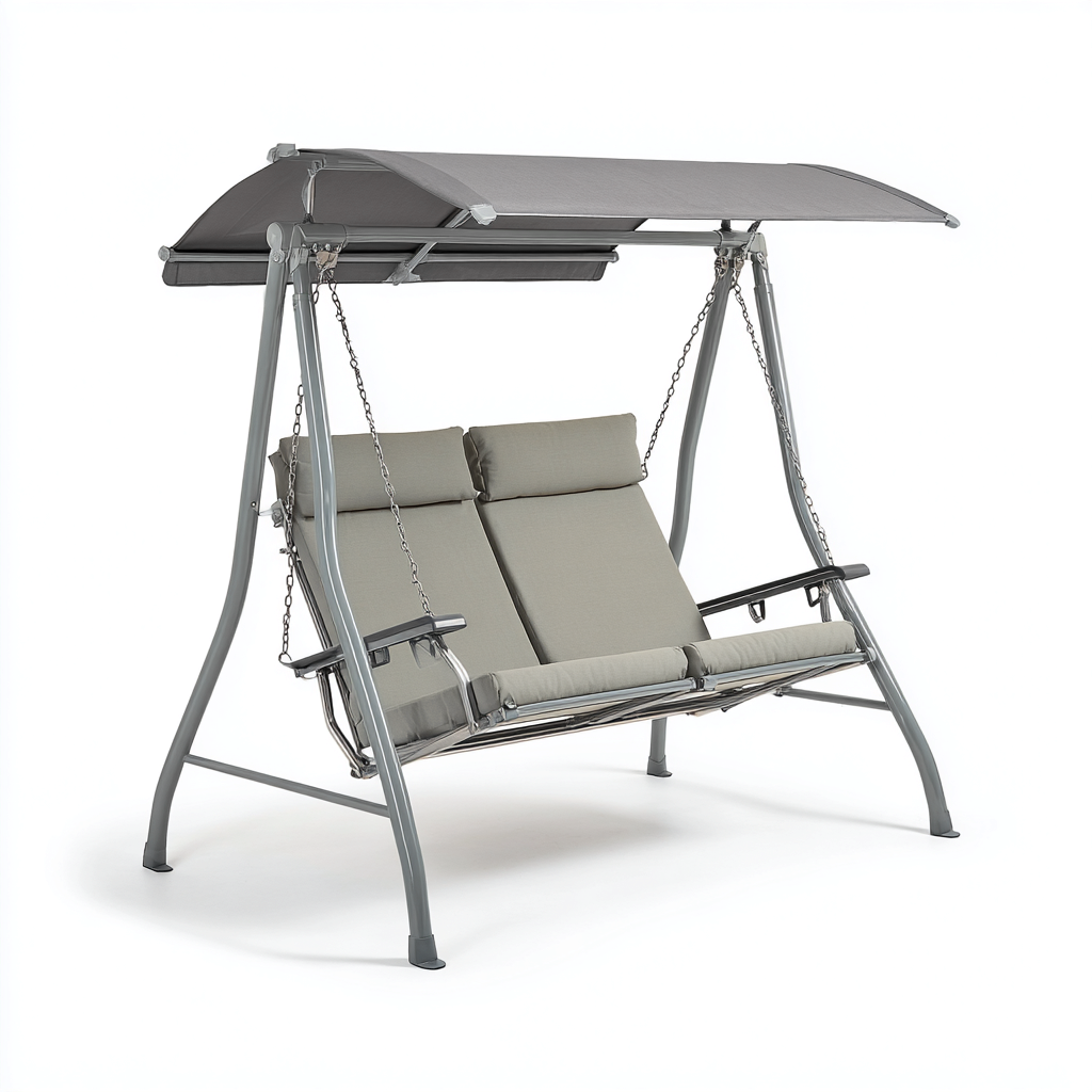 Balancelle de jardin - métal-textile - 175x122x165 cm - gris - style moderne-Nestupbase