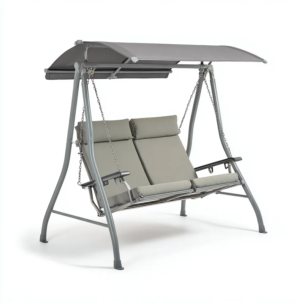 Balancelle de jardin - métal-textile - 175x122x165 cm - gris - style moderne-Nestupbase