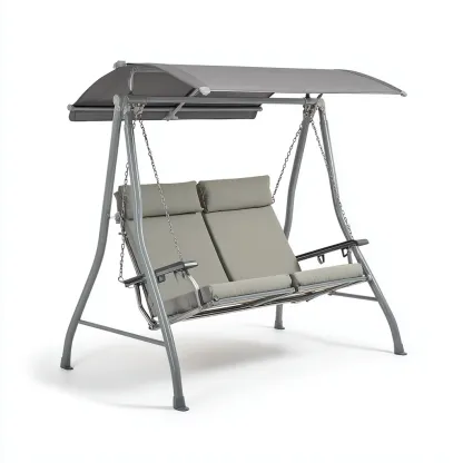 Balancelle de jardin - métal-textile - 175x122x165 cm - gris - style moderne-Nestupbase