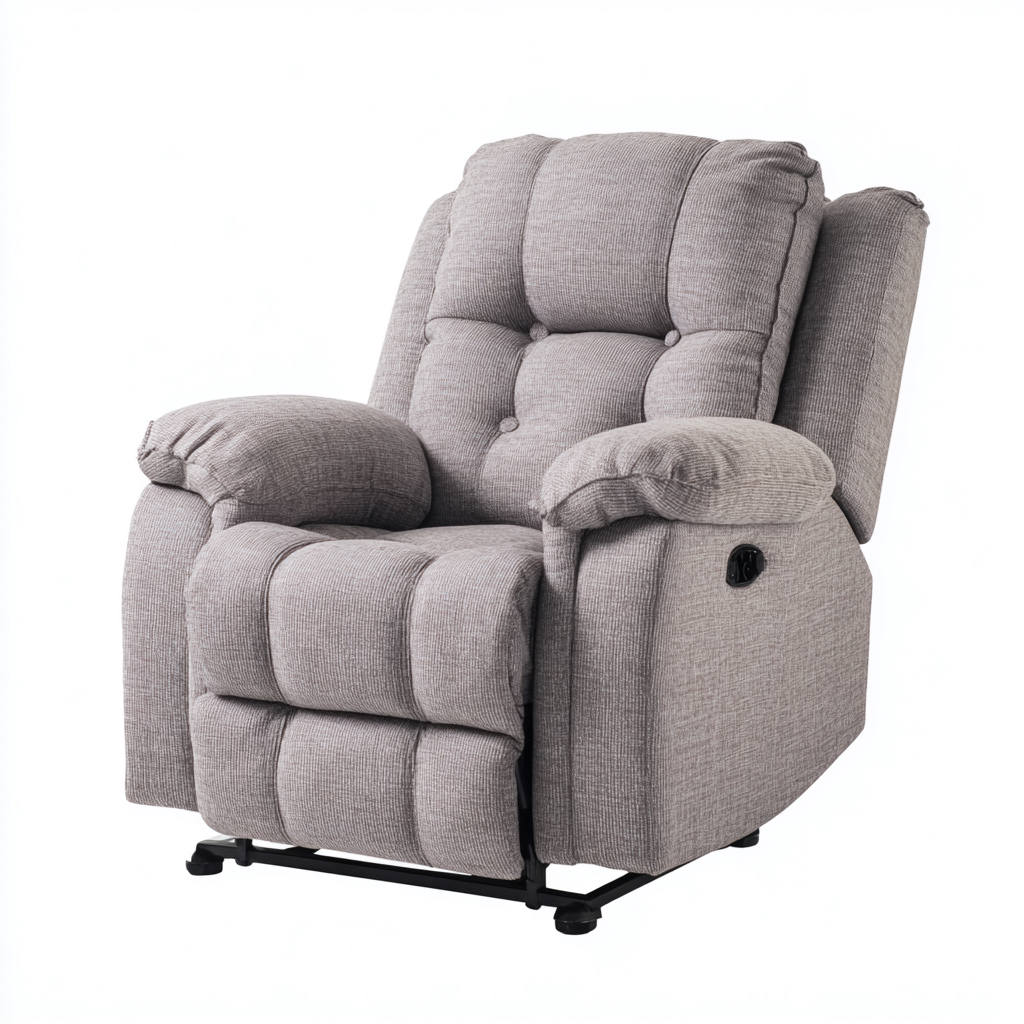 Fauteuil relax - tissu-métal - 104x93x105 cm - gris - fonction inclinable-Nestupbase
