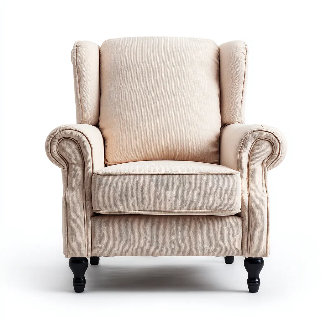 Fauteuil relax - tissu-bois - 101x88x105 cm - beige - style classique-Nestupbase