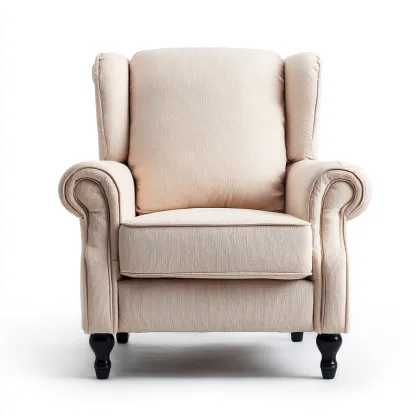 Fauteuil relax - tissu-bois - 101x88x105 cm - beige - style classique-Nestupbase