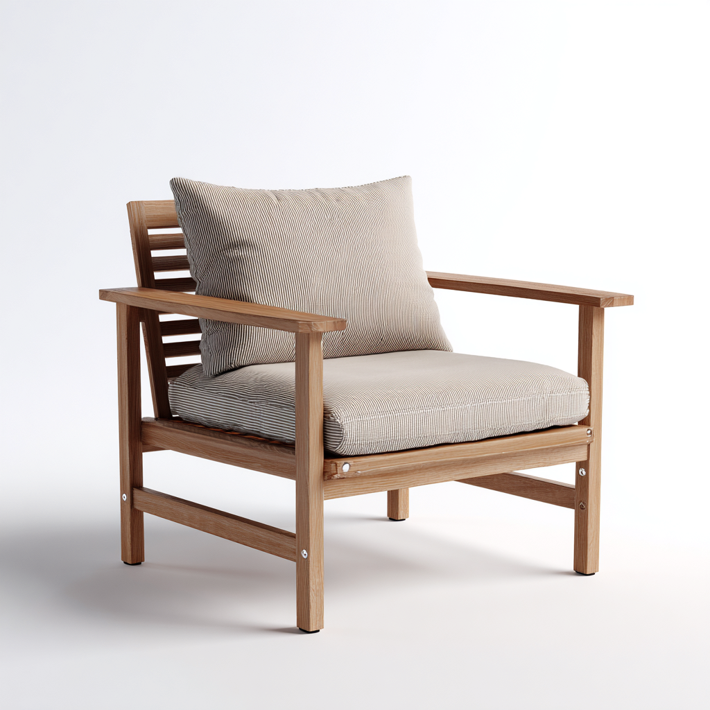 Fauteuil de jardin - bois-tissu - 86x80x90 cm - chêne naturel-beige - design moderne-Nestupbase