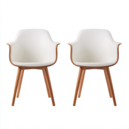 Ensemble de chaises de jardin - plastique-bois - 61x59x81 cm - blanc-bois - design moderne-Nestupbase