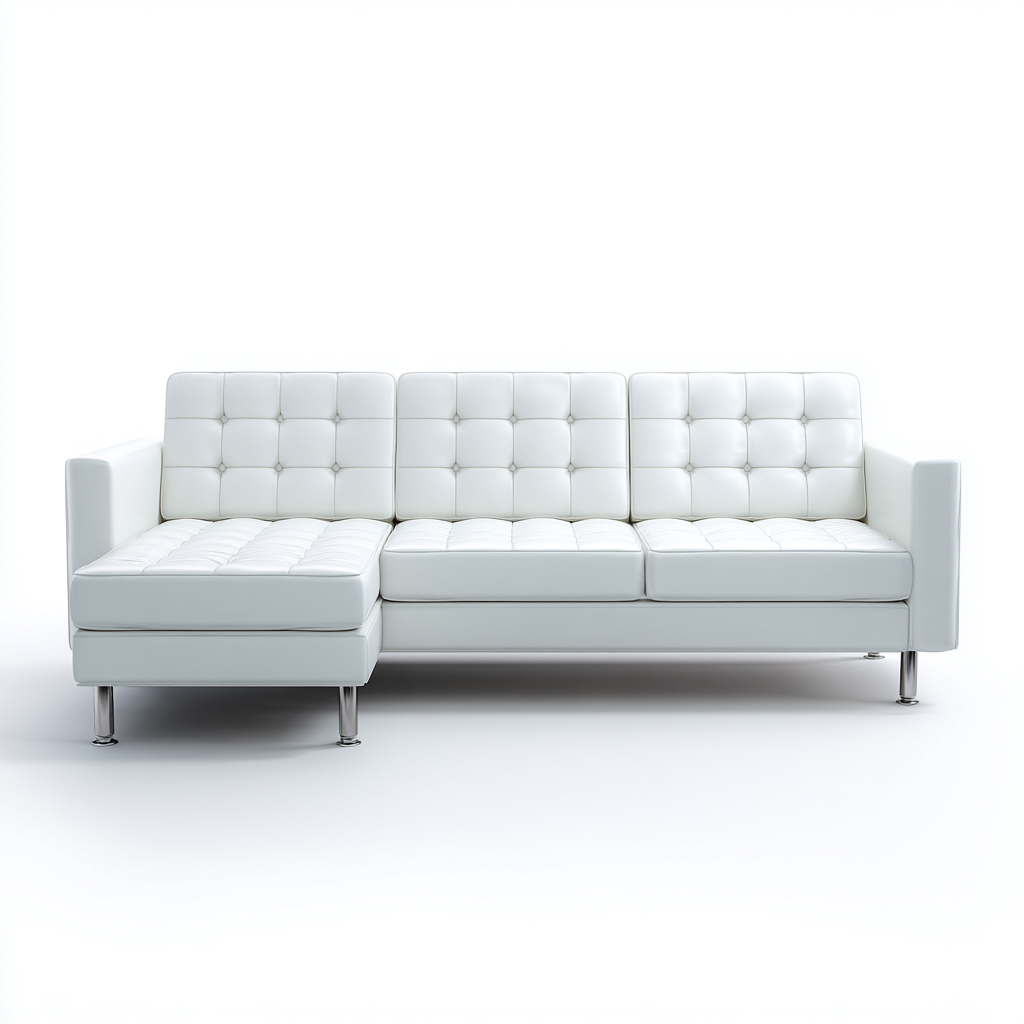 Canapé d'angle-cuir-métal-258x158x84 cm-blanc-design moderne-Nestupbase