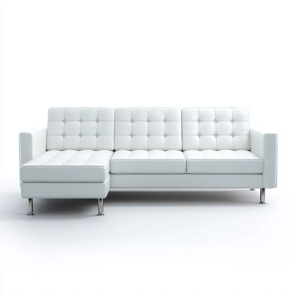 Canapé d'angle-cuir-métal-258x158x84 cm-blanc-design moderne-Nestupbase