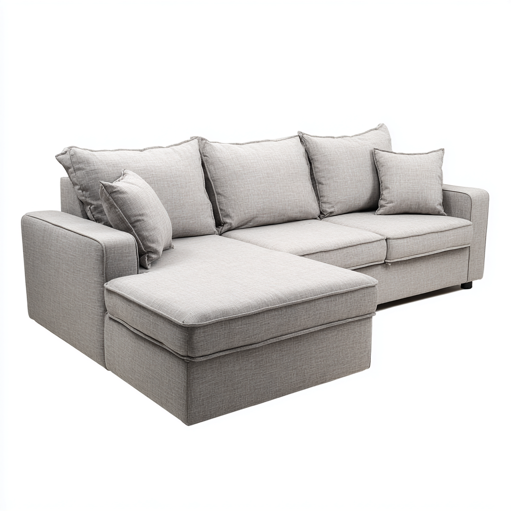 Canapé d'angle-tissu-métal-262x160x88 cm-gris clair-design moderne-Nestupbase