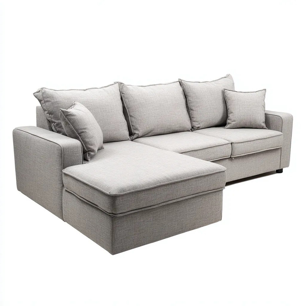 Canapé d'angle-tissu-métal-262x160x88 cm-gris clair-design moderne-Nestupbase