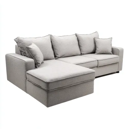 Canapé d'angle-tissu-métal-262x160x88 cm-gris clair-design moderne-Nestupbase