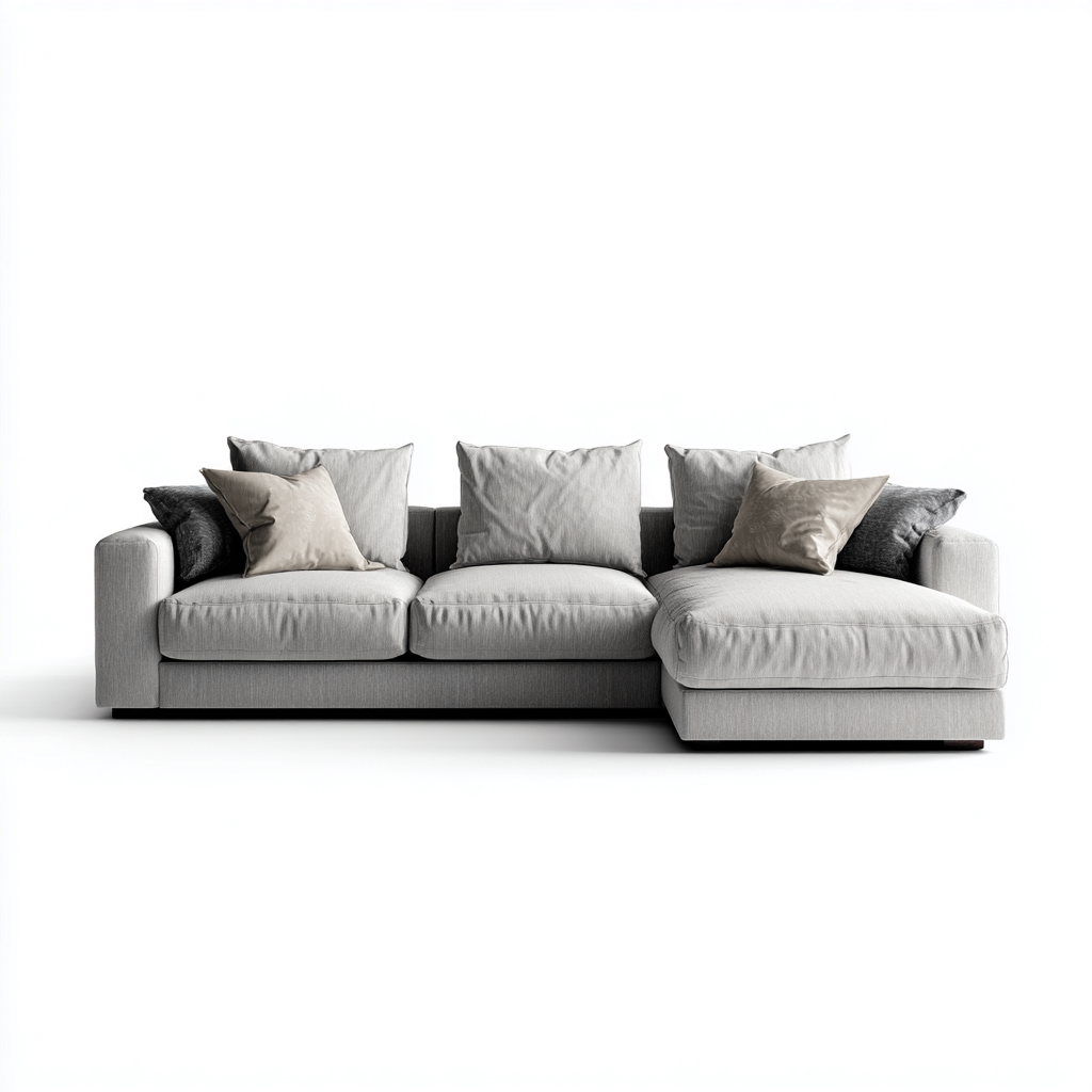 Canapé d'angle-tissu-métal-268x164x86 cm-gris-design moderne-Nestupbase