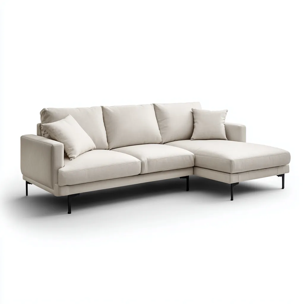 Canapé d'angle-tissu-métal-268x165x87 cm-beige-design moderne-Nestupbase