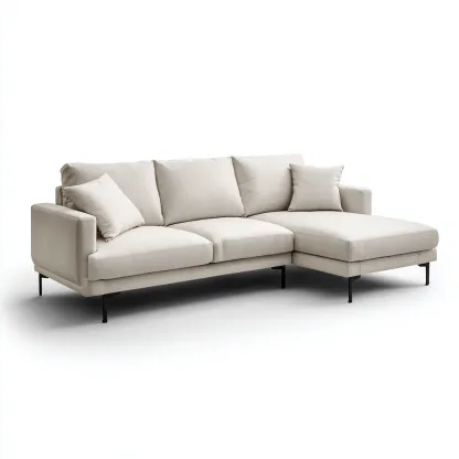 Canapé d'angle-tissu-métal-268x165x87 cm-beige-design moderne-Nestupbase