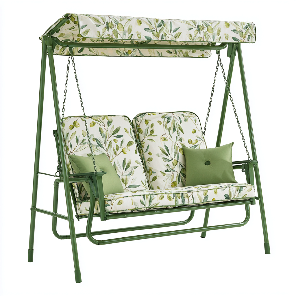 Balancelle de jardin - métal-textile - 168x116x158 cm - vert-multicolore - style naturel-Nestupbase