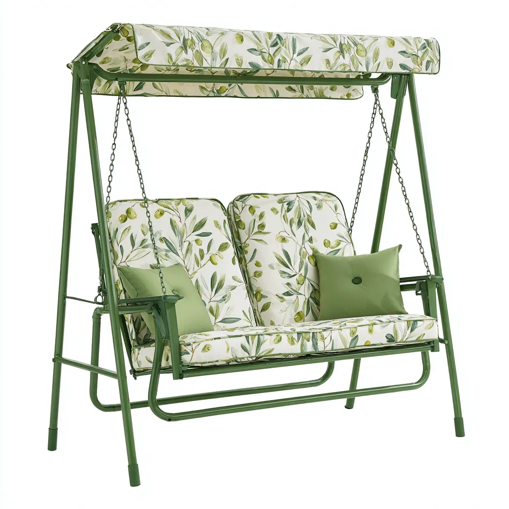 Balancelle de jardin - métal-textile - 168x116x158 cm - vert-multicolore - style naturel-Nestupbase