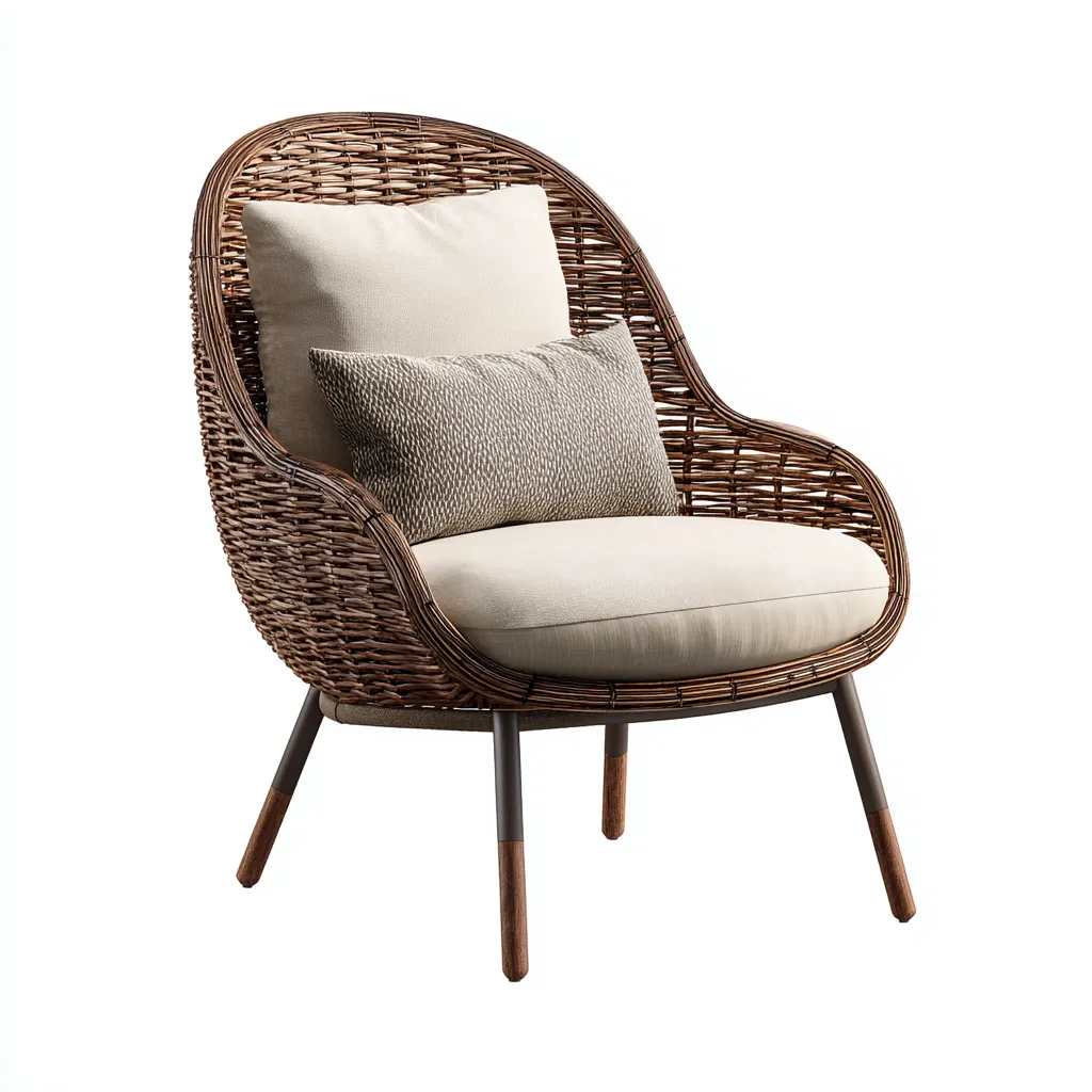 Fauteuil de jardin - rotin-métal - 78x70x90 cm - brun-beige - design contemporain-Nestupbase