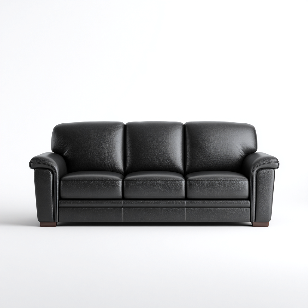 Canapé droit-cuir synthétique-215x92x90 cm-noir-design moderne-Nestupbase