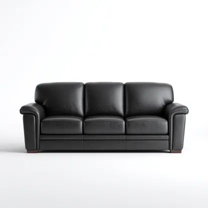 Canapé droit-cuir synthétique-215x92x90 cm-noir-design moderne-Nestupbase