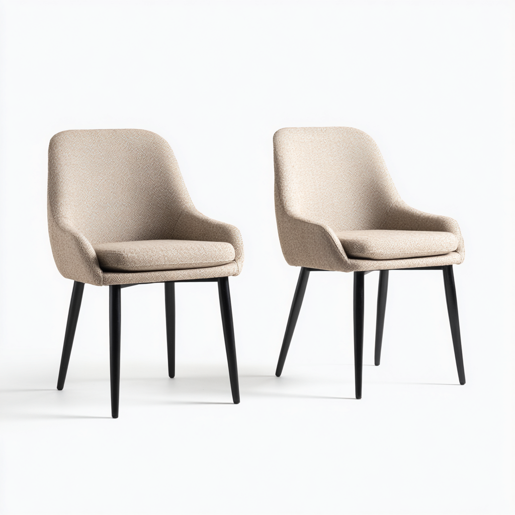 Ensemble de chaises de jardin - tissu-métal - 58x55x81 cm - beige-noir - design moderne-Nestupbase