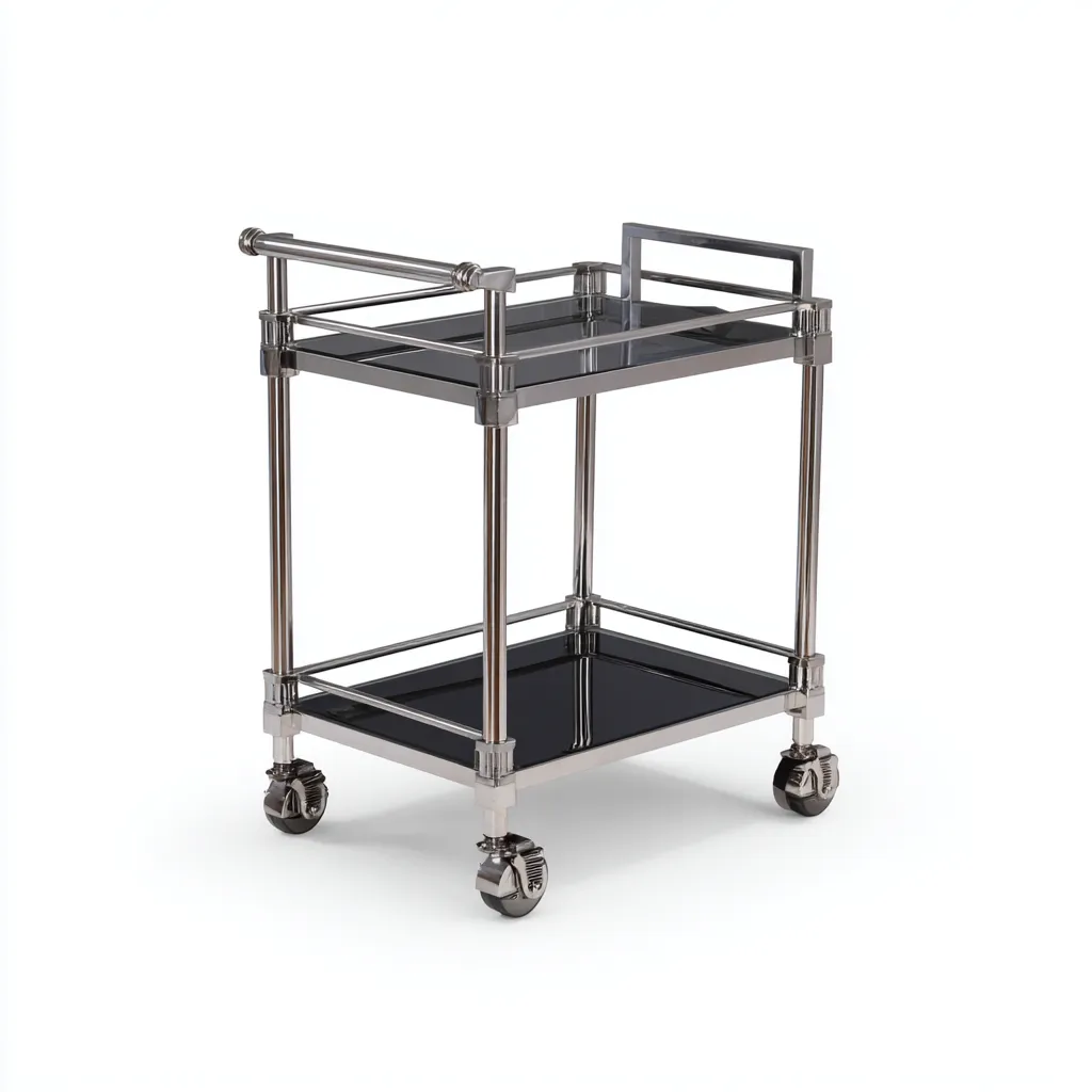 Desserte et chariot - métal-verre - 66x40x87 cm - argent-noir - design moderne-Nestupbase