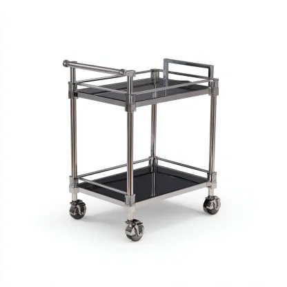 Desserte et chariot - métal-verre - 66x40x87 cm - argent-noir - design moderne-Nestupbase