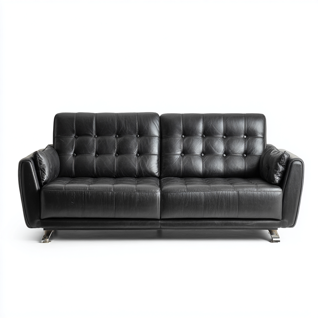 Canapé droit-cuir synthétique-205x88x85 cm-noir-design moderne-Nestupbase