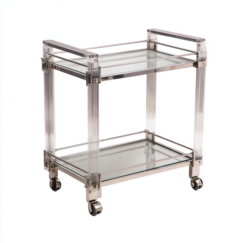 Desserte et chariot - métal-verre - 68x42x90 cm - argent-transparent - design moderne-Nestupbase