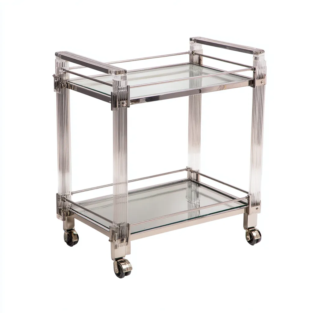 Desserte et chariot - métal-verre - 68x42x90 cm - argent-transparent - design moderne-Nestupbase